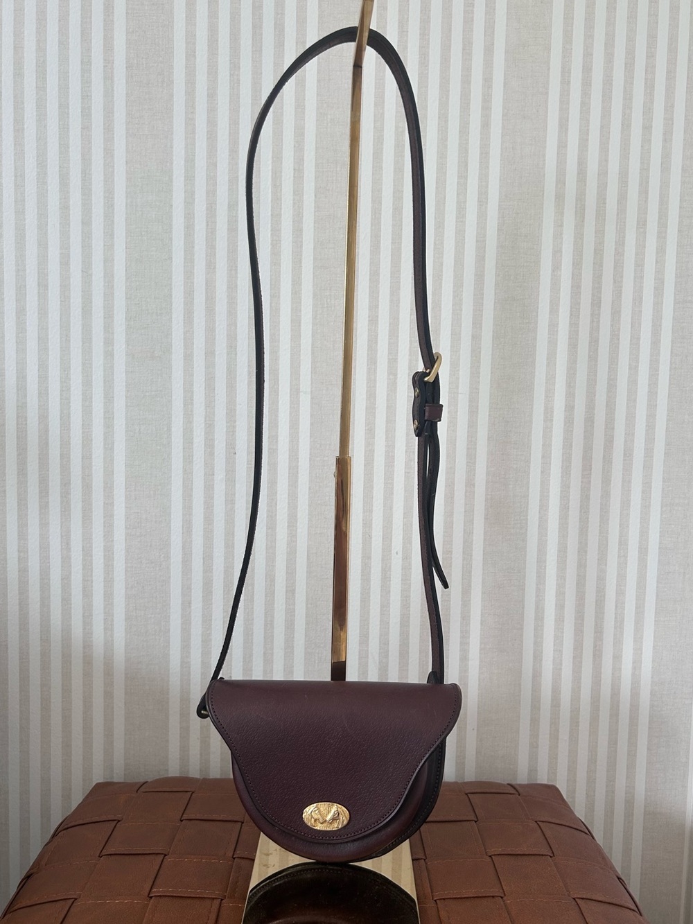 Vintage Kentucky Leather Works Saddle Bag Crossbody Leather Bag Gold Hardware - Picture 2 of 9